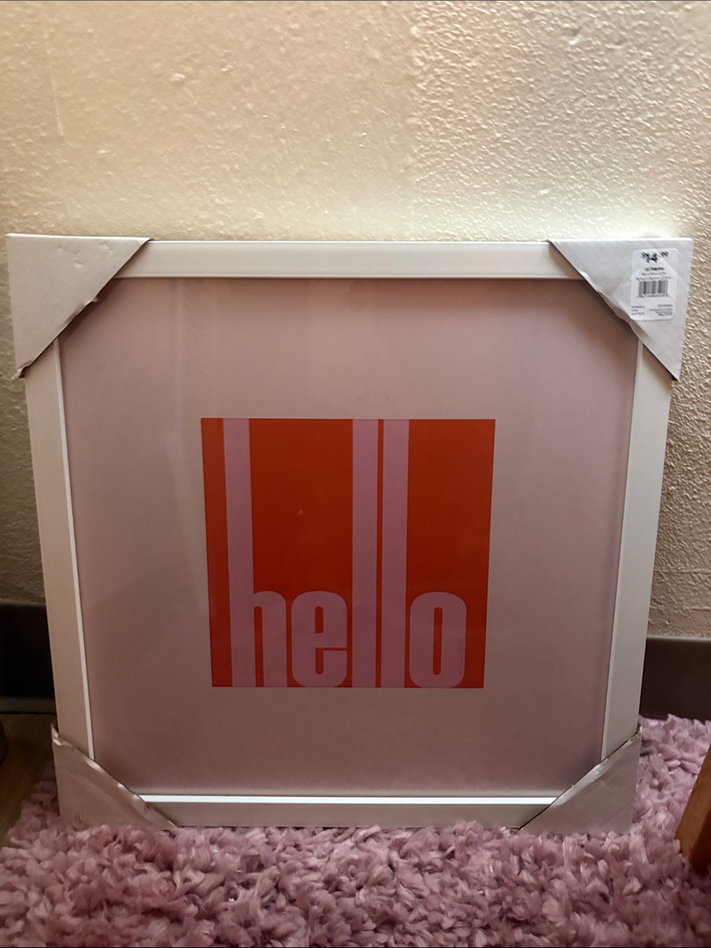 Hello Pink and Orange Framed Wall Art by Home Accents